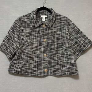 H&M Black and White Tweed Jacket Top